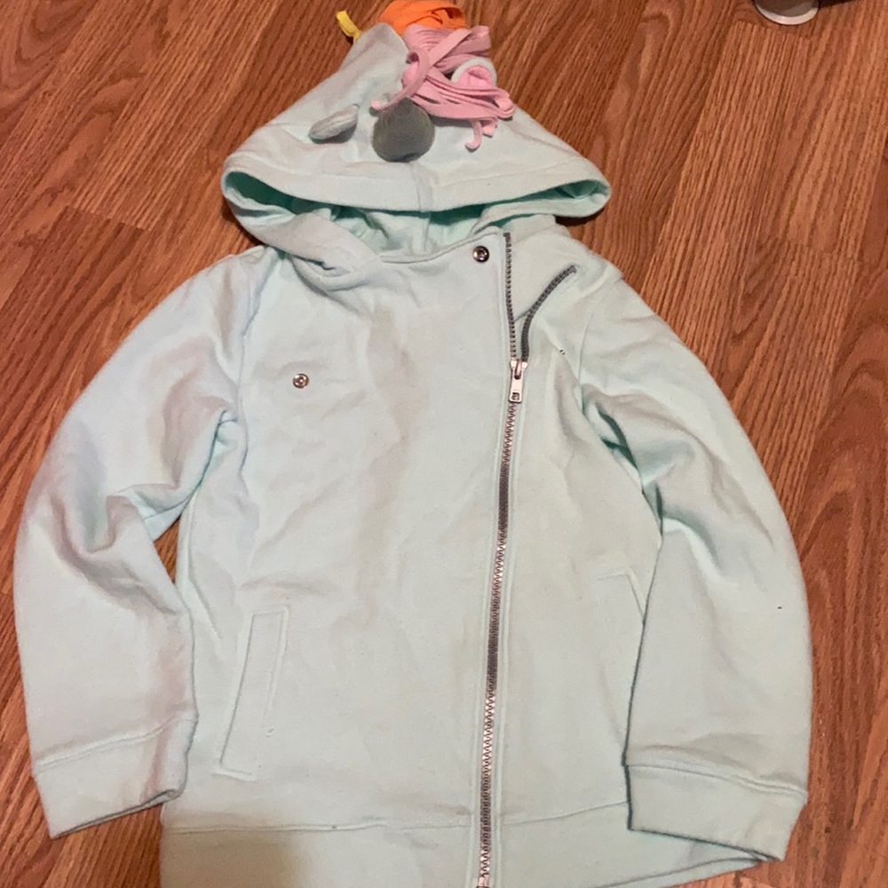 Girls zipper hoodie with unicorn hood. Size 6/6x